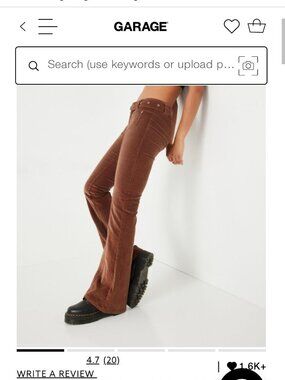 Garage Low Rise Corduroy Flare Pants with Belt